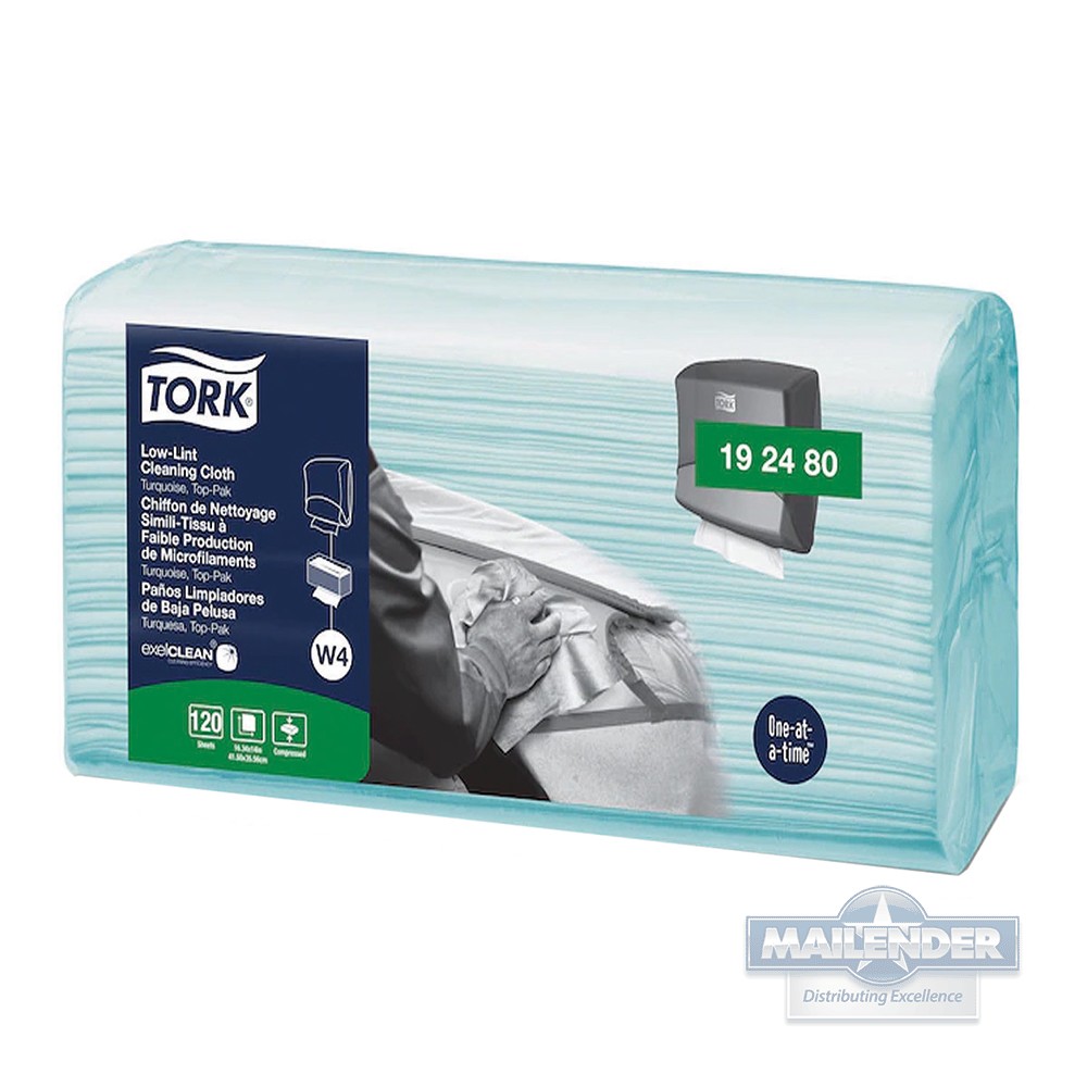 TORK LOW - LINT CLEANING CLOTH TOP - PAK 1-PLY TURQUOISE 480/CA