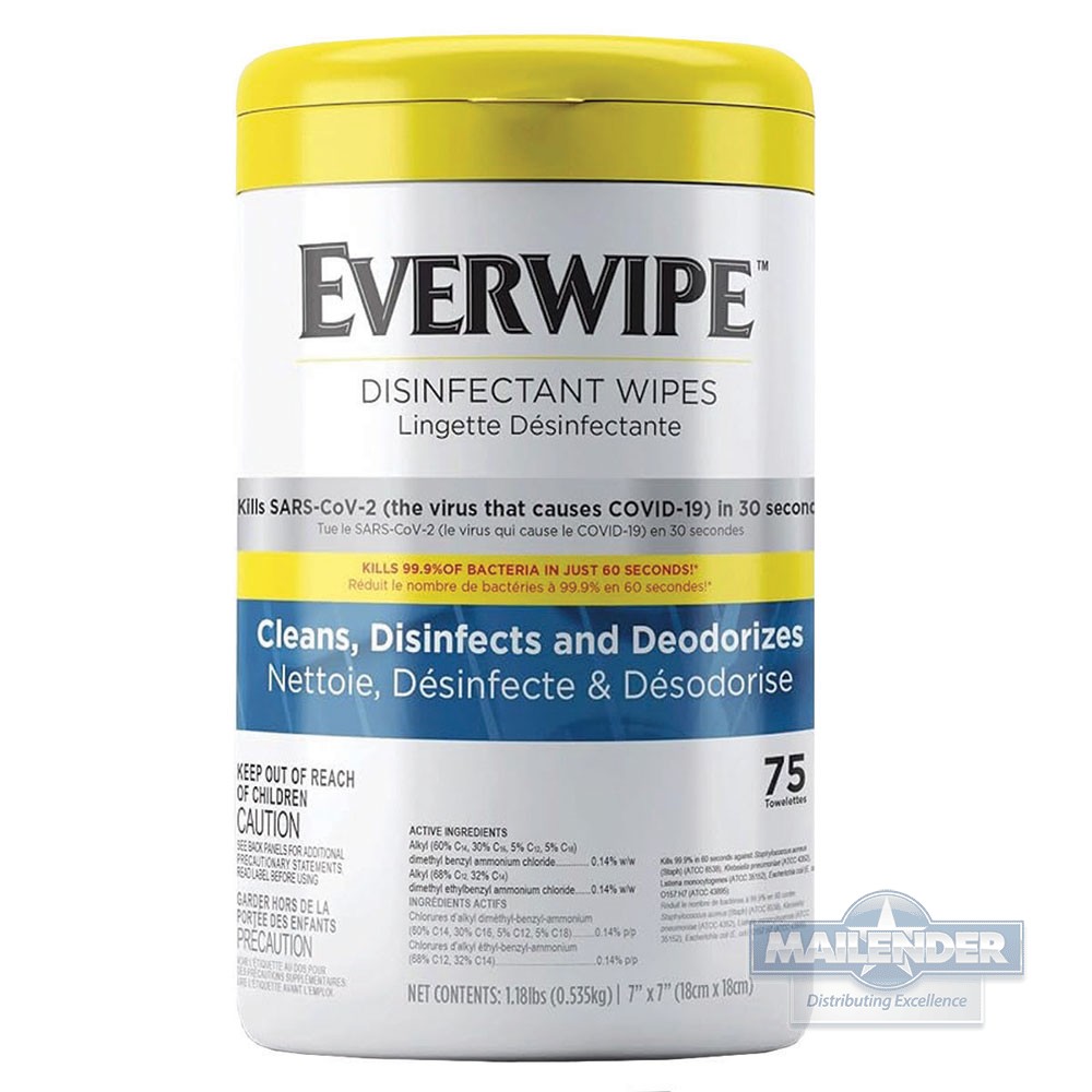 EVERWIPE DISINFECTANT WIPE CANISTERS 7"X7" 450/CA