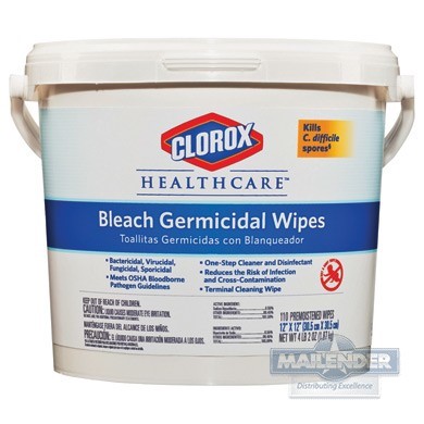 CLOROX GERMICIDAL WIPES 12"X12" UNSCENTED (110-CT)