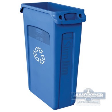 SLIM JIM CONTAINER W/VENTING CHANNELS RECYCLE BLUE (23GAL)