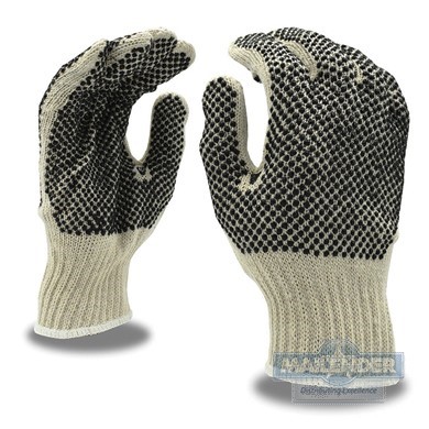 XL NATURAL POLY/COTTON GLOVE WITH DOTS BOTH SIDES