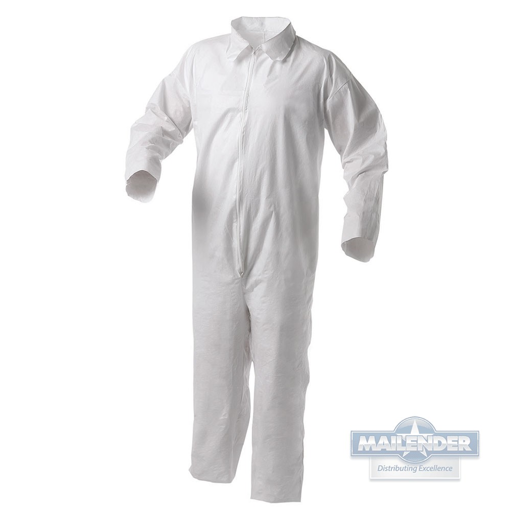 KLEENGUARD A35 LARGE DISPOSABLE COVERALLS W/ ZIP FRONT & OPEN WRIST & ANKLES