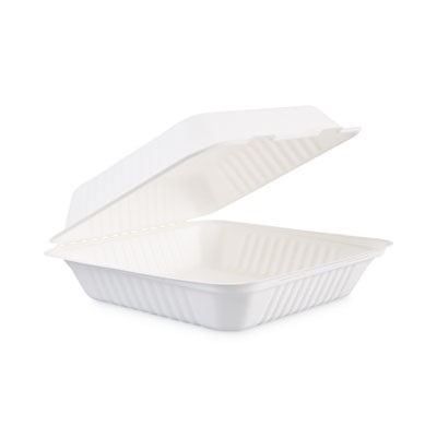 BAGASSE MOLDED FIBER 9"X9" FOOD CONTAINER WHITE