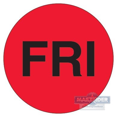LABEL PRE-PRINTED 1" INVENTORY FRIDAY :FRI" RED CIRCLE