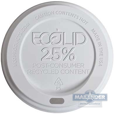 25% RECYCLED CONTENT WHITE HOT CUP LID FOR 8 OZ CUP