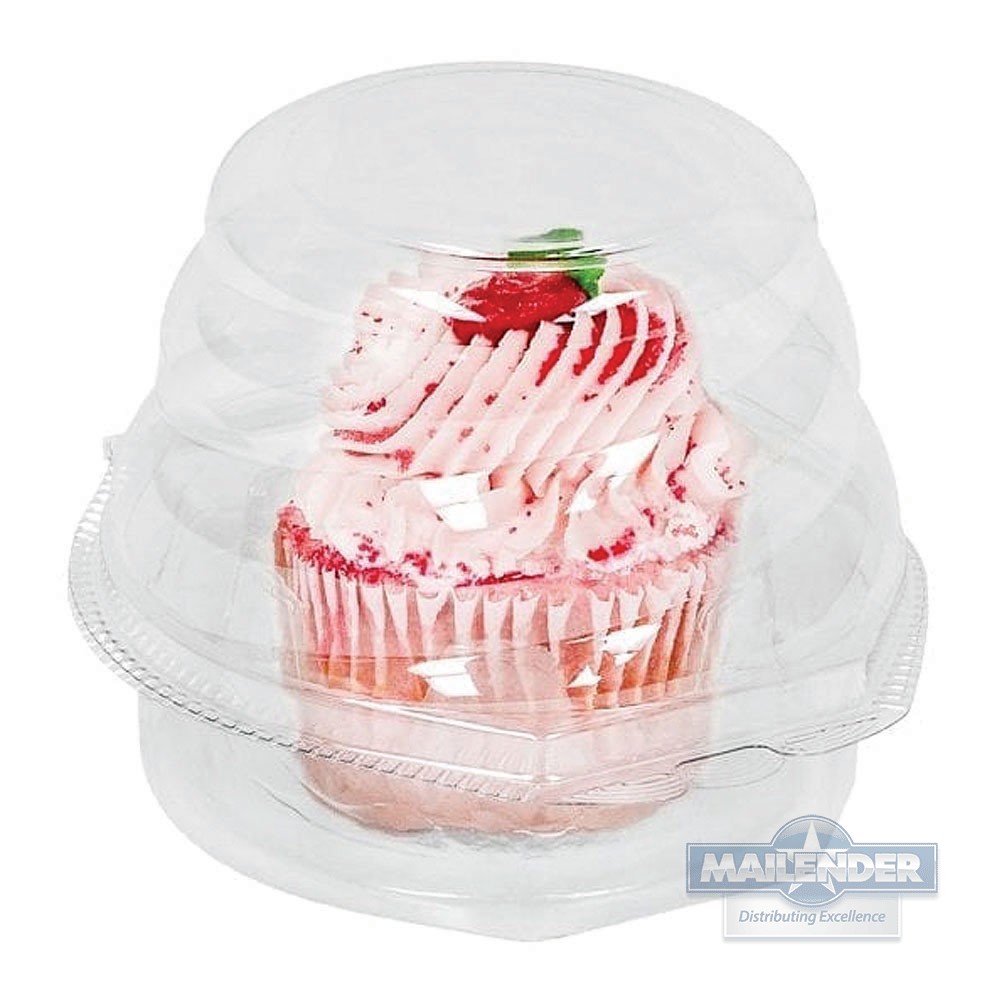 JUMBO CLEAR RIGID PET 1-COUNT CUPCAKE CONTAINER W/ SWIRL DOME 270/CA