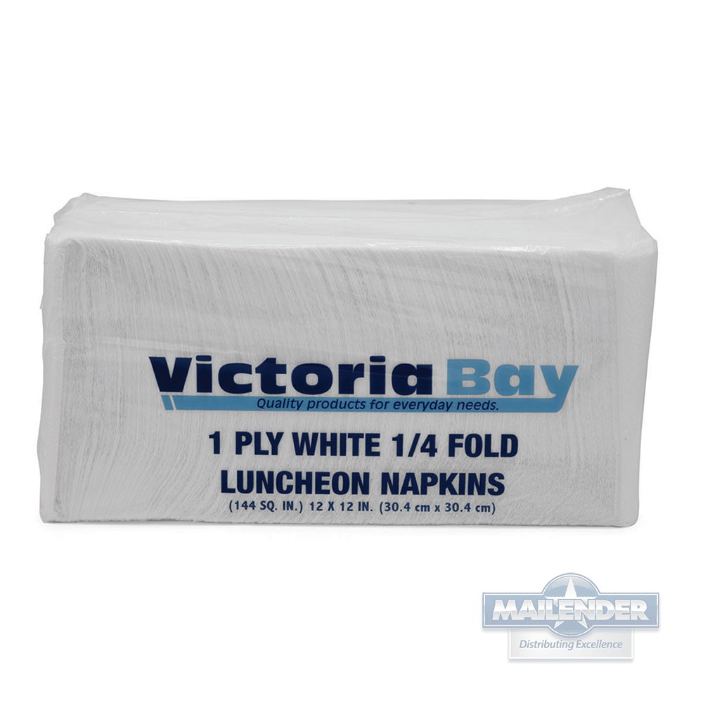 VICTORIA BAY 12"X12" 1-PLY 1/4 FOLD WHITE LUNCH NAPKIN 6000/CA